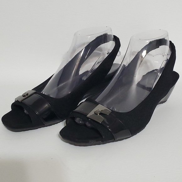 Anne Klein Shoes - Anne Klein Sport Elegant Black Peep-Toe Slingback Heels Women's Size 8.5
